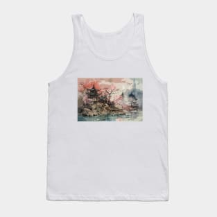 Japan Temple Buddhist watercolor illustration Tank Top